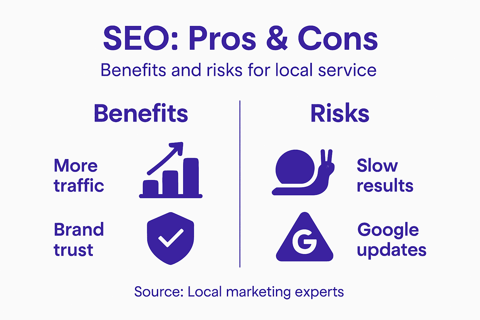 Infographic showing SEO benefits and risks