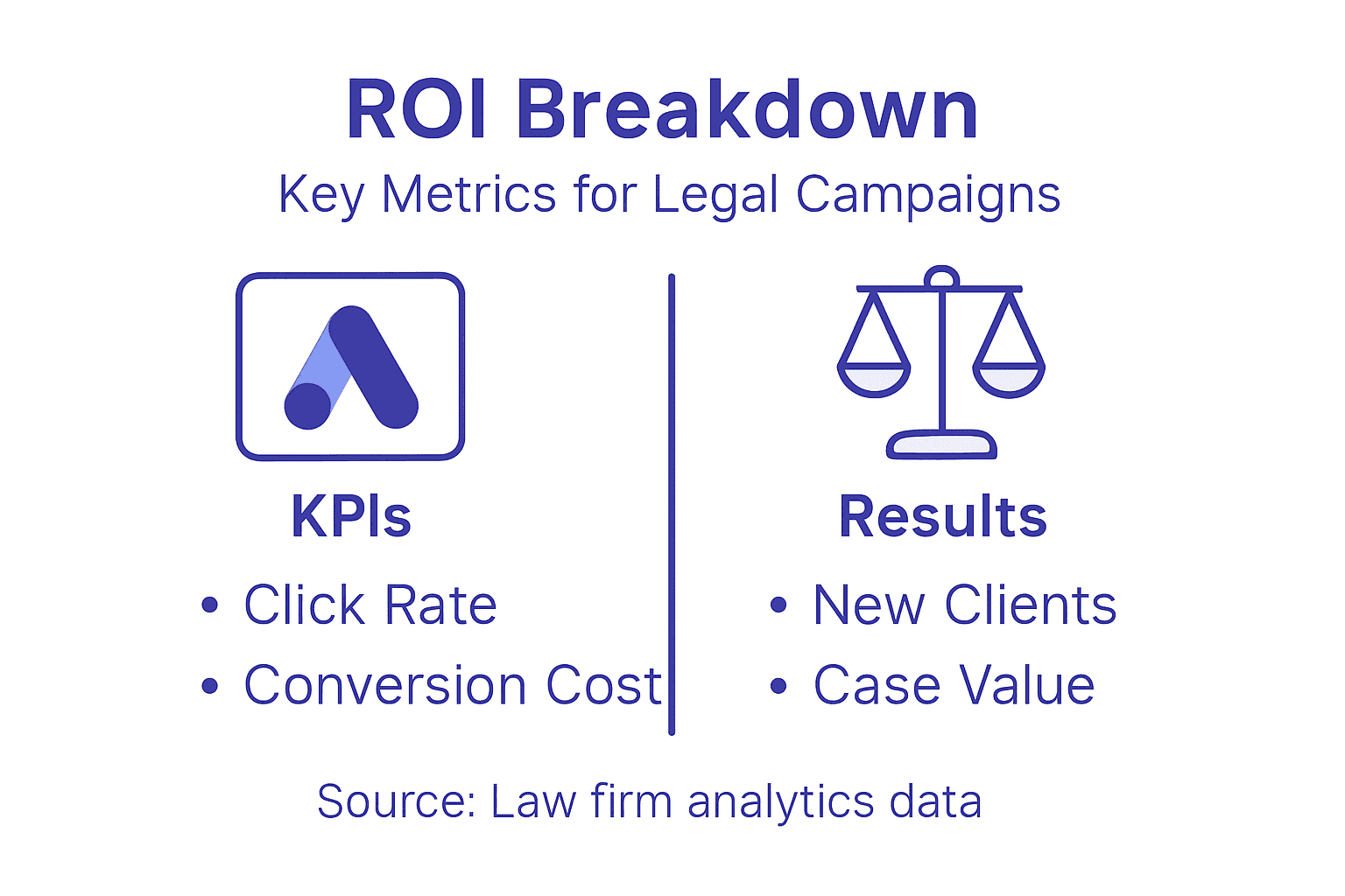 Infographic showing ROI metrics for legal ads