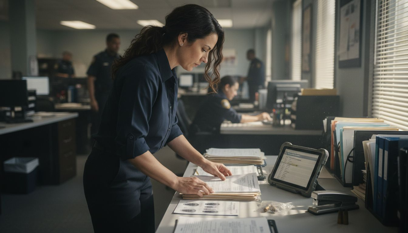 Technician completing background check paperwork