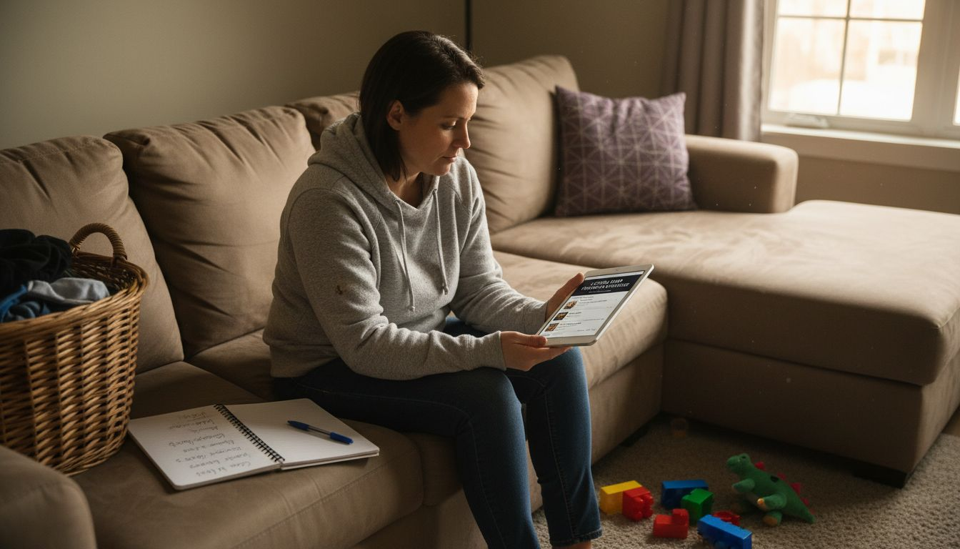 Person reading local service ads and reviews