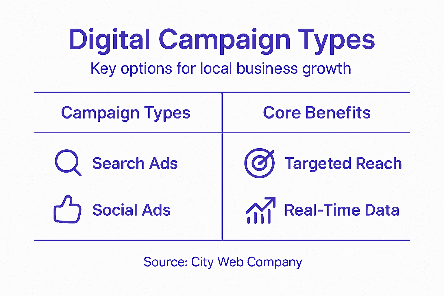 Infographic with campaign types and benefits