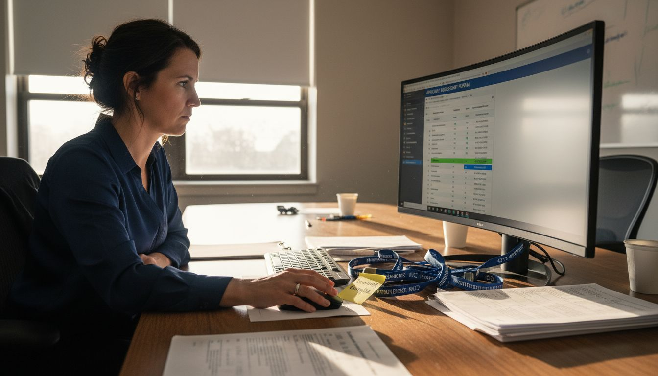 Analyst reviewing digital screening protocols