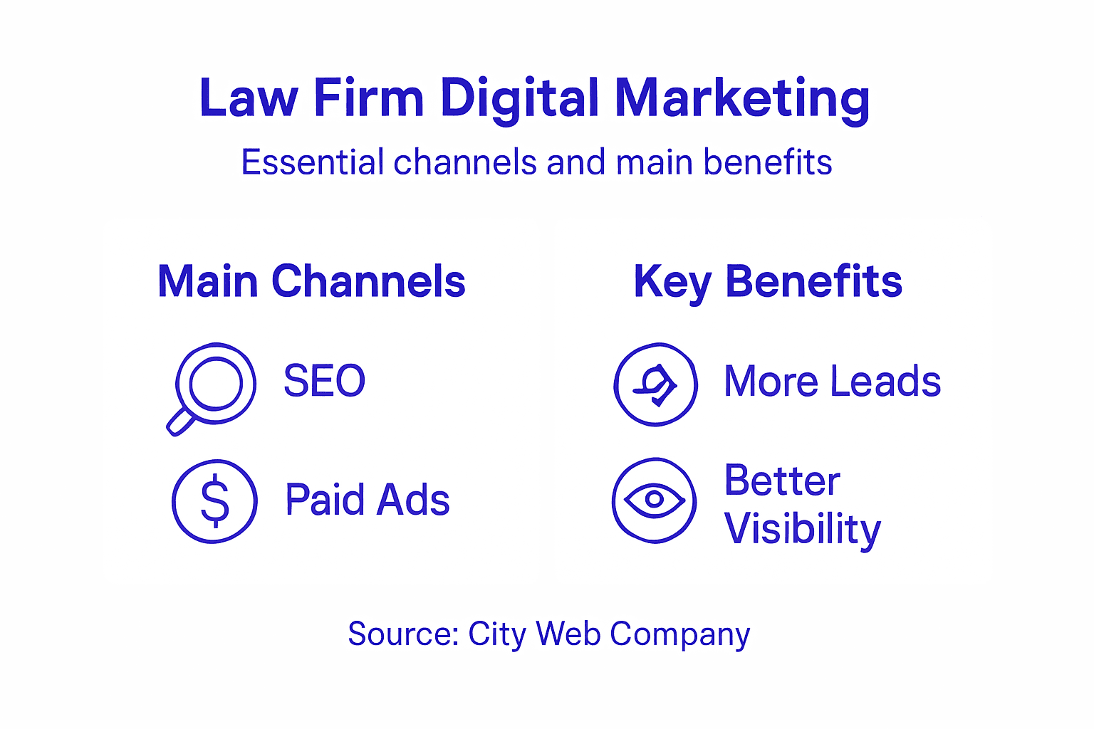Infographic showing marketing channels and benefits