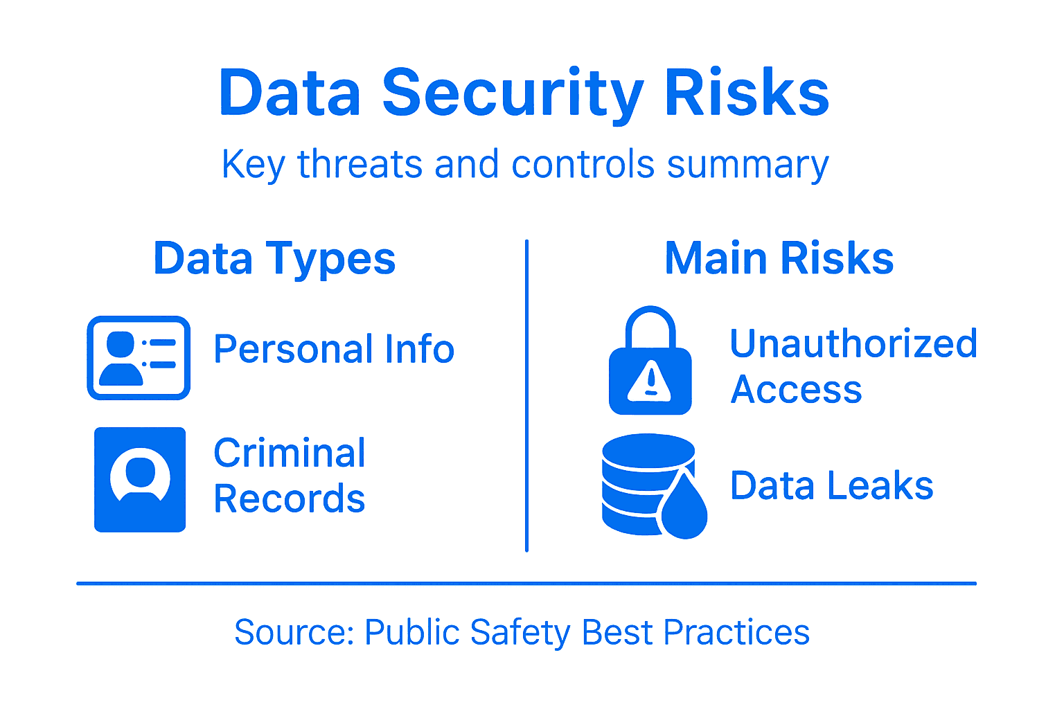 Infographic listing data types and security risks