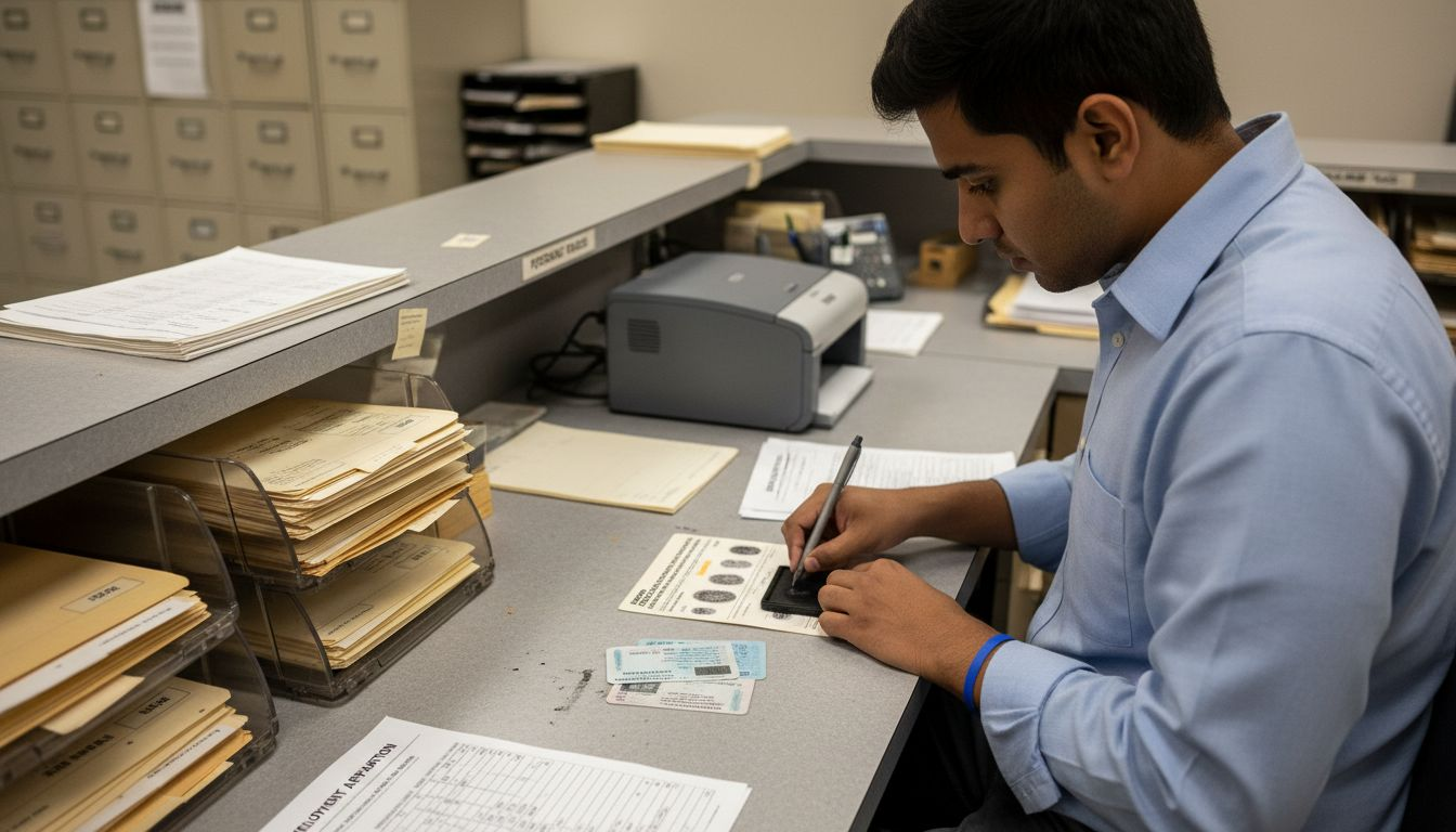 Applicant submitting documents at HR office