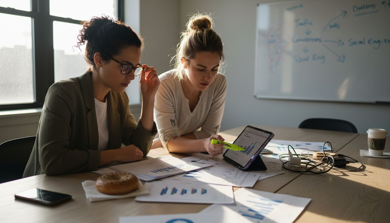 Team discussing targeted ad campaign results