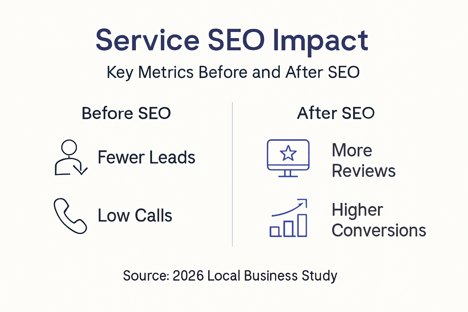 Infographic showing SEO before and after metrics