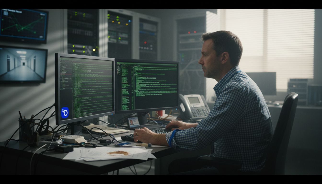 IT manager checks recruitment data encryption