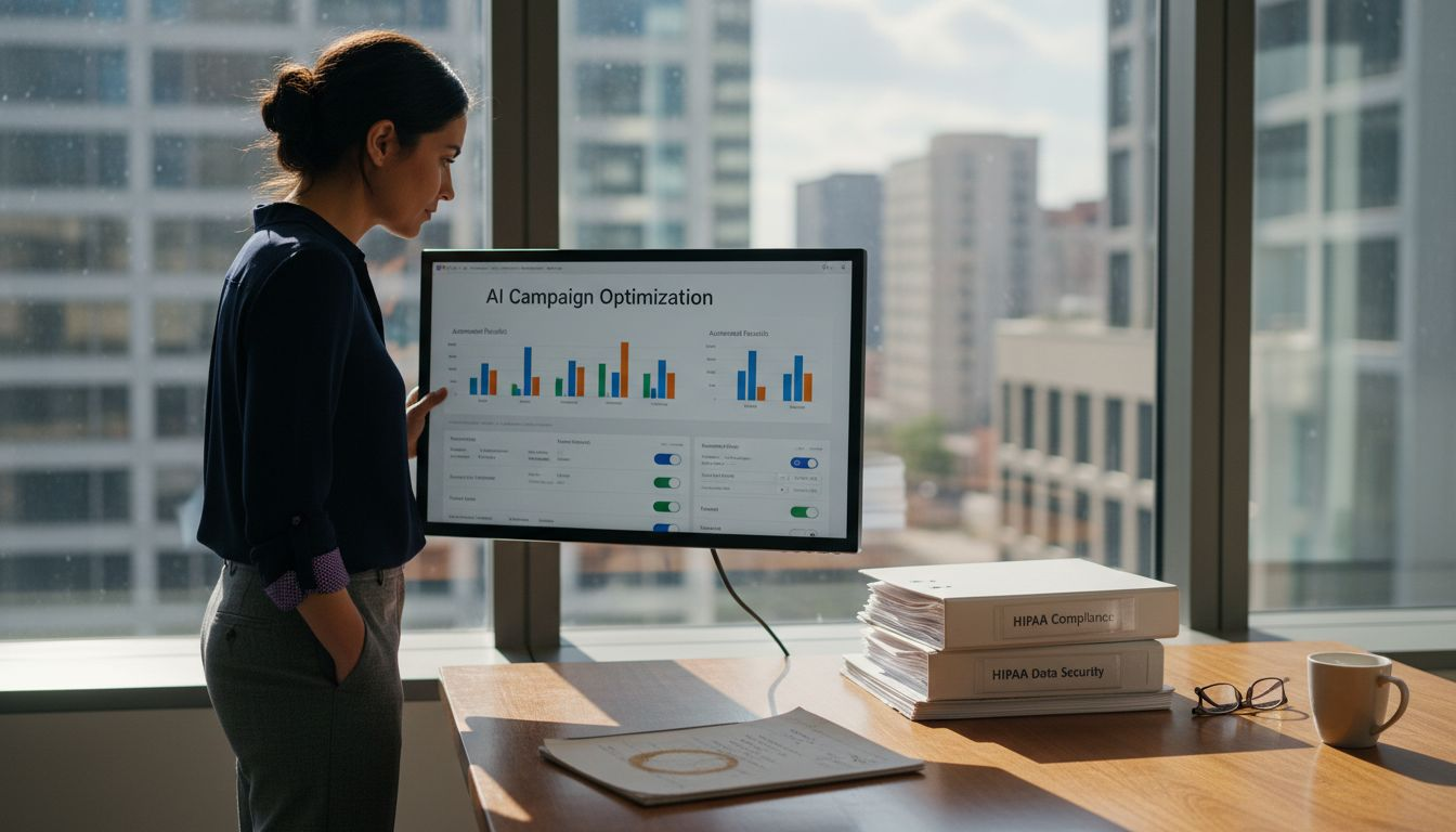 Digital strategist checking AI healthcare ads