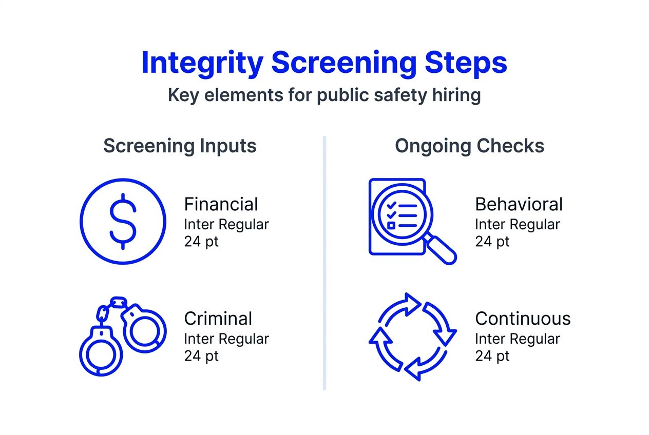 Infographic on integrity screening steps and key elements