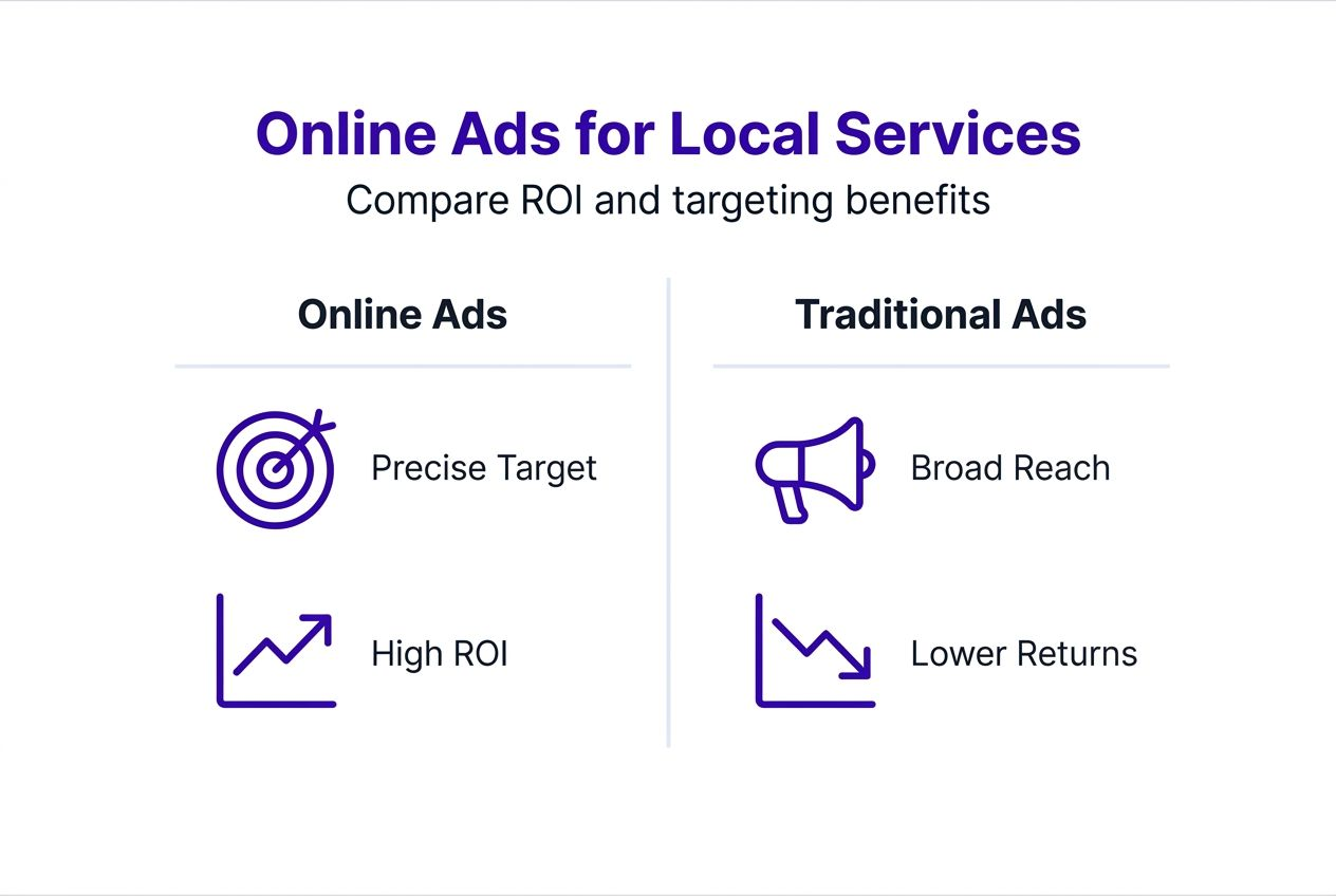 Infographic showing online ads vs traditional ads ROI