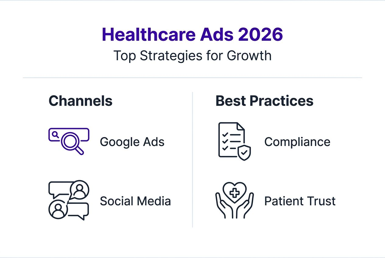 Infographic of healthcare advertising strategies and channels