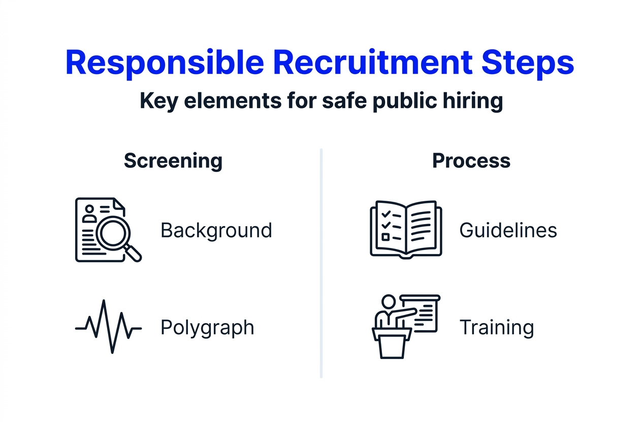 Infographic showing steps for responsible safety recruitment