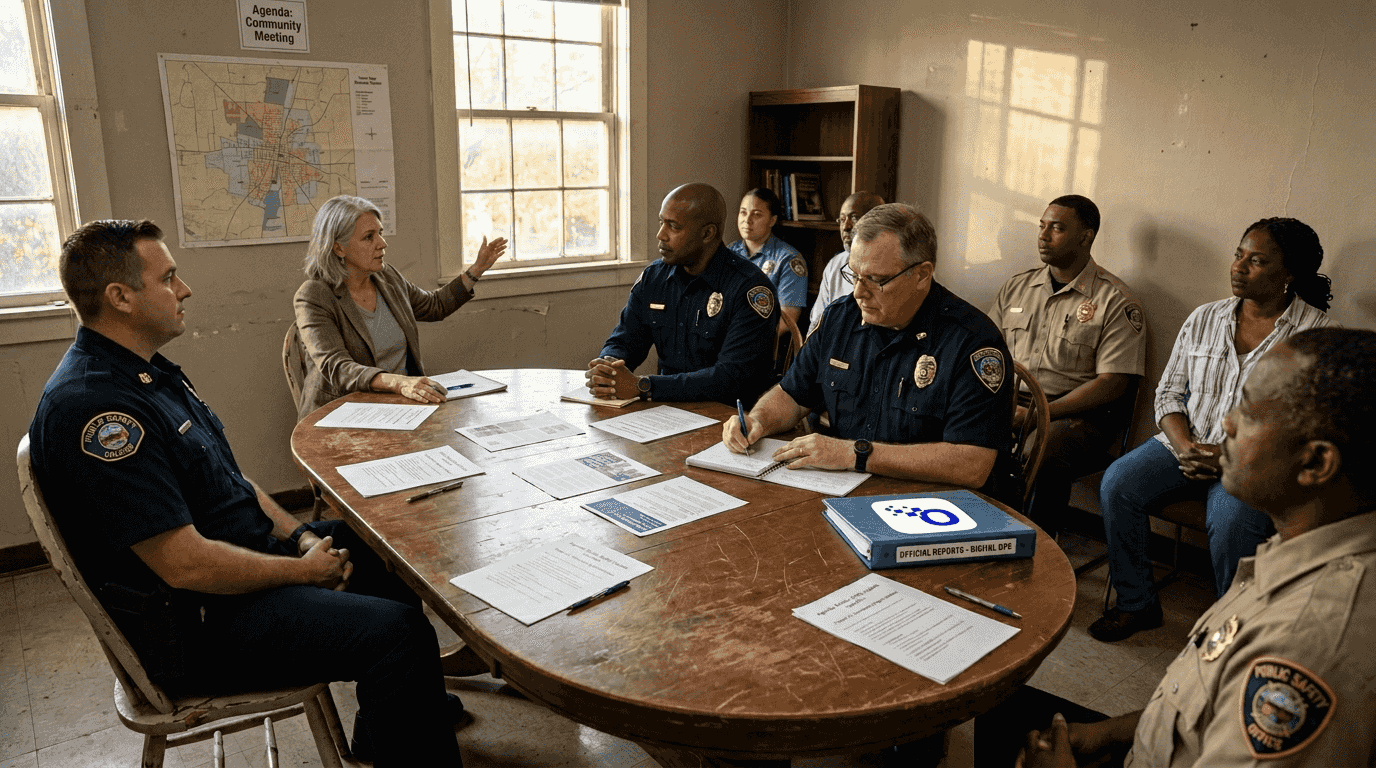 Community officers and citizens meet at town hall