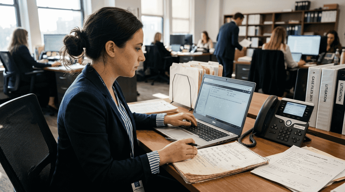 Paralegal tracking law firm client calls