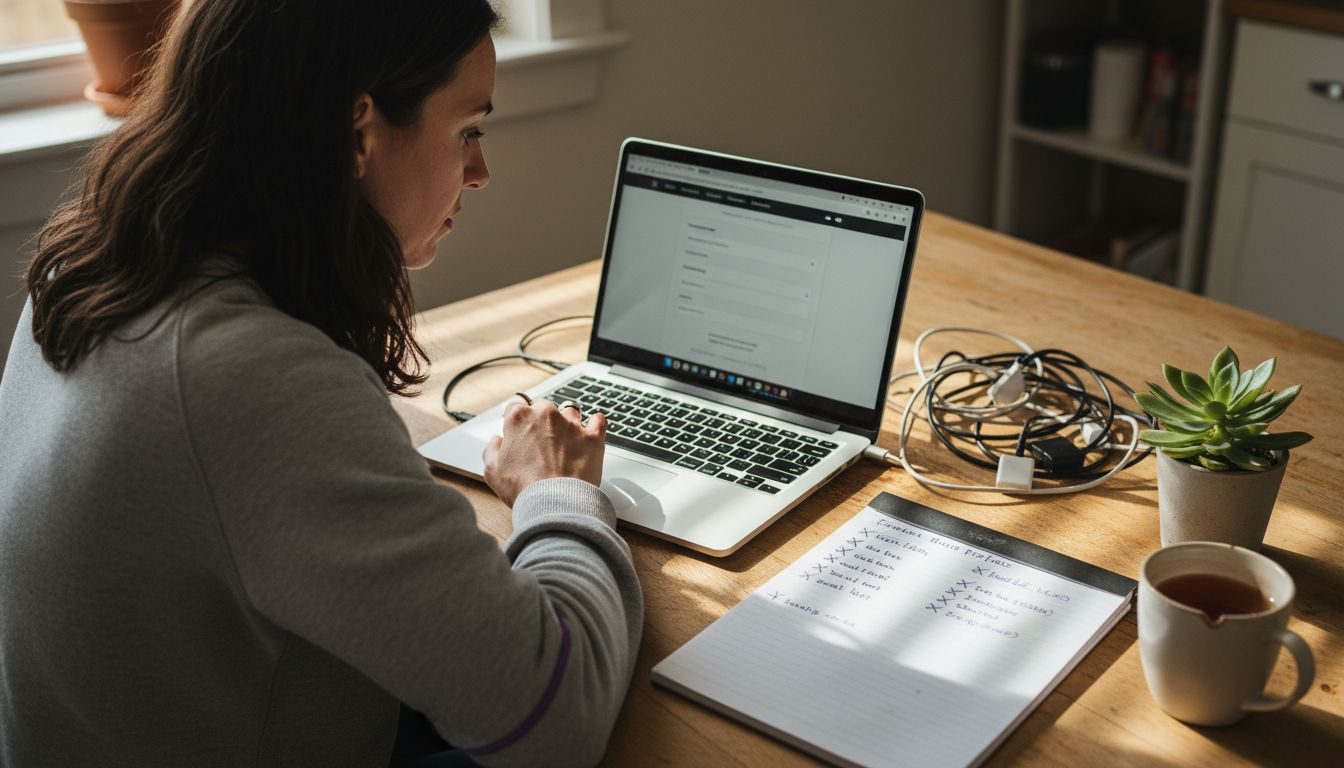 Business owner updating online profile