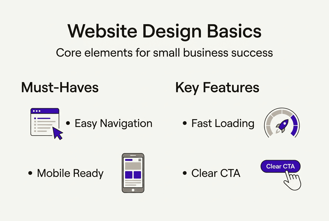 Infographic showing core website design elements