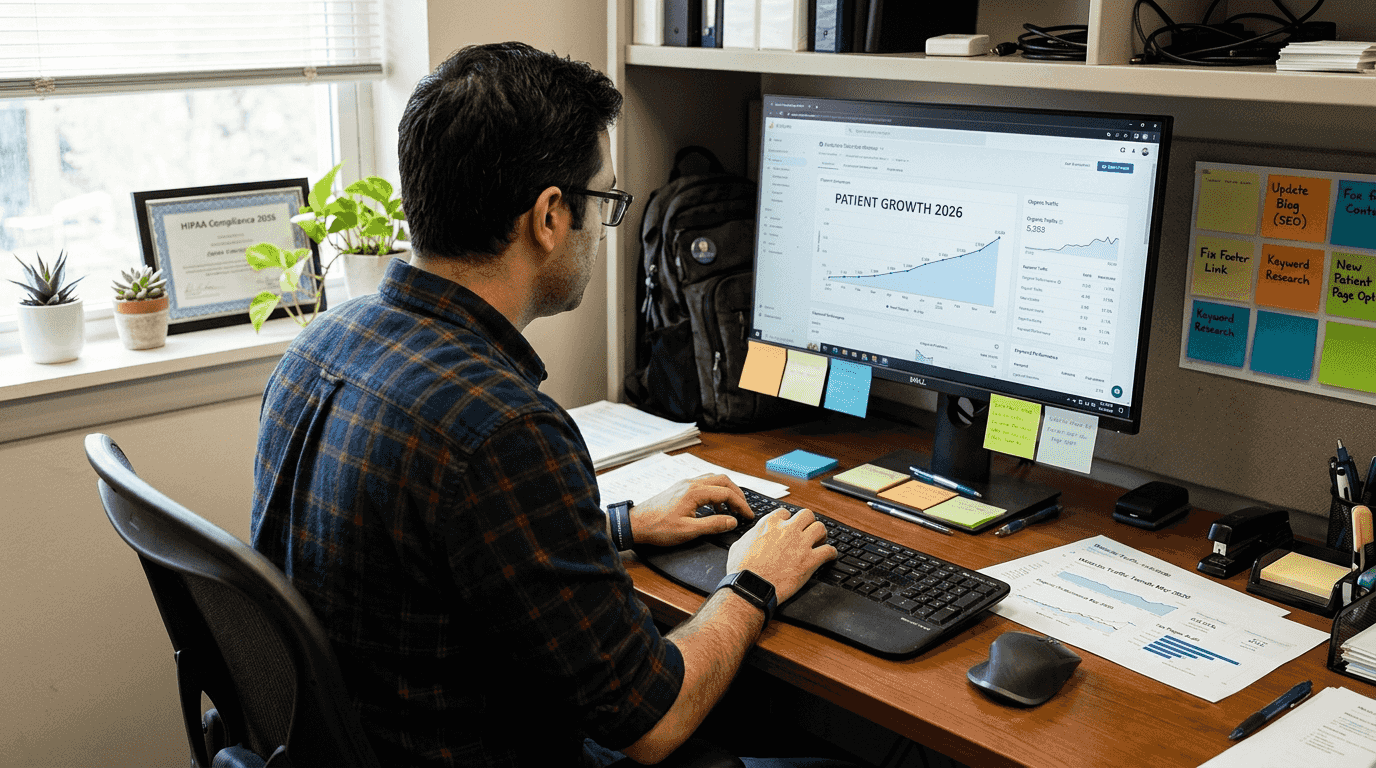 Clinic IT specialist checking SEO analytics