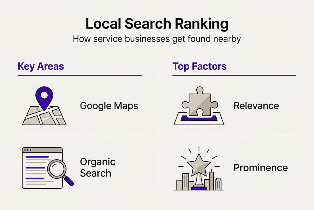 Infographic about local search key areas and factors