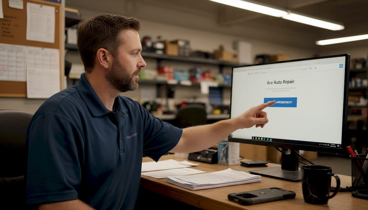 Business owner clicks website book appointment button