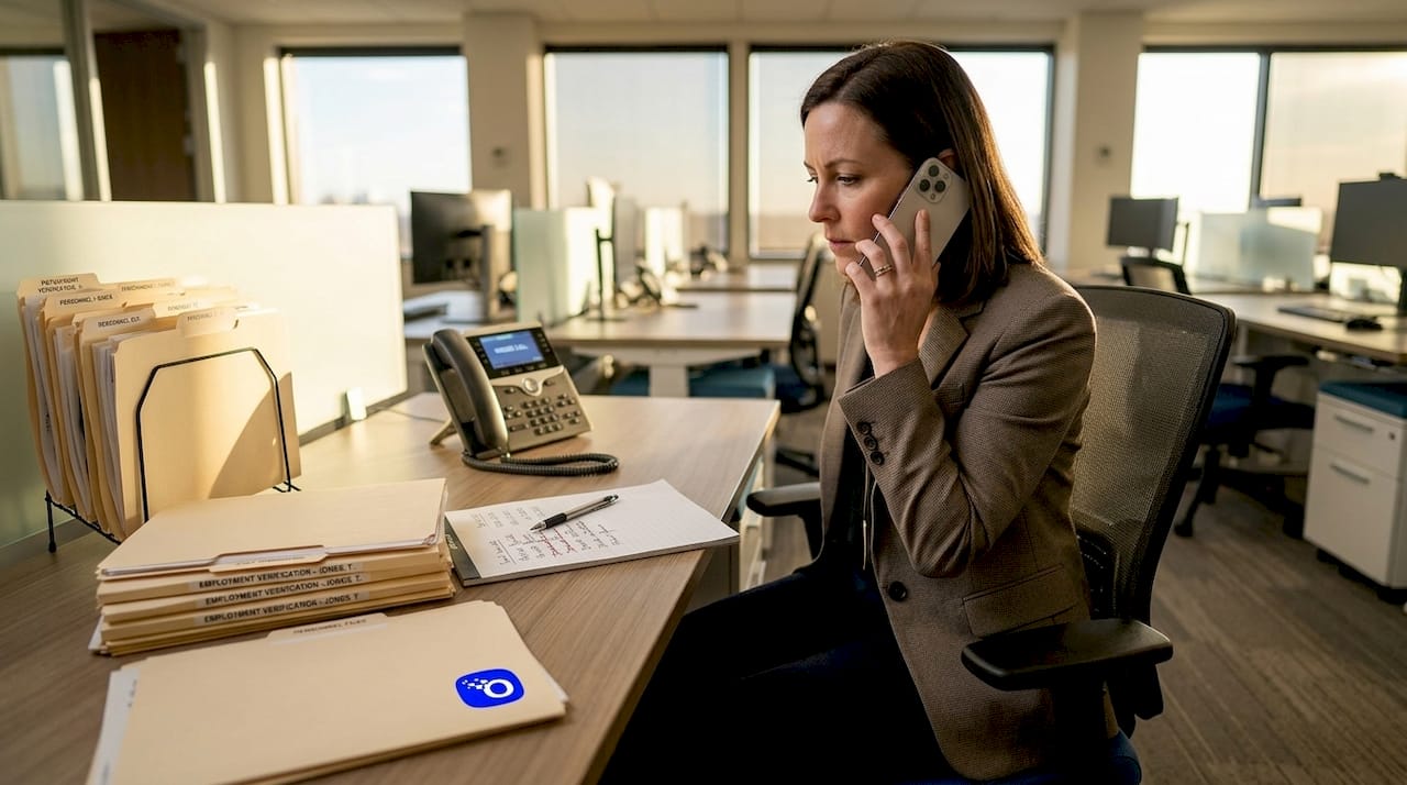 Investigator verifying employment history by phone