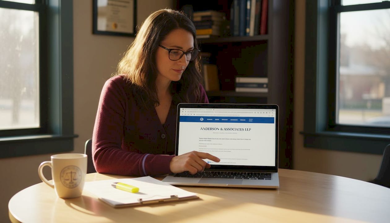 Paralegal reviews law firm website optimization