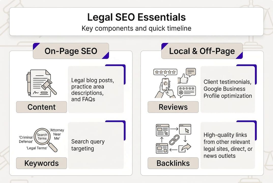 Infographic of core legal SEO components