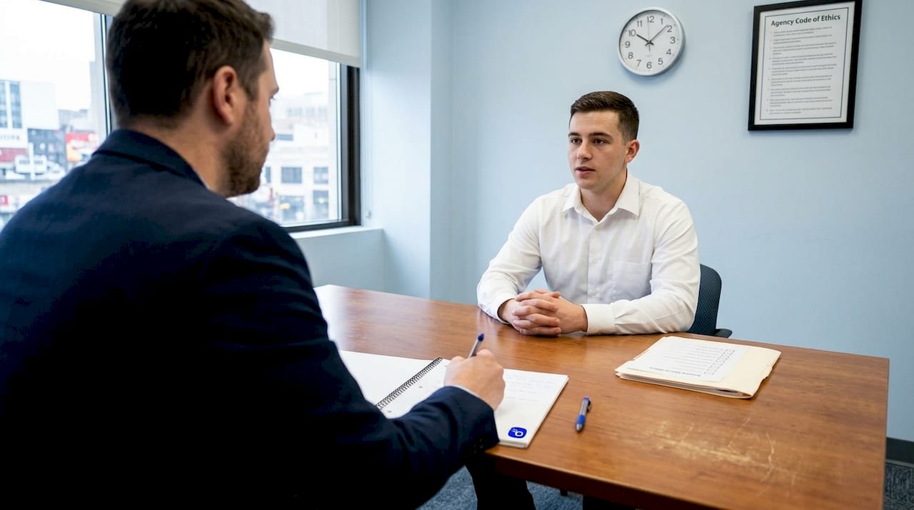 HR specialist conducting structured hiring interview