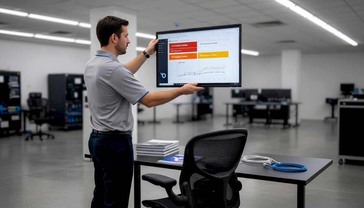 IT specialist configuring monitoring dashboard