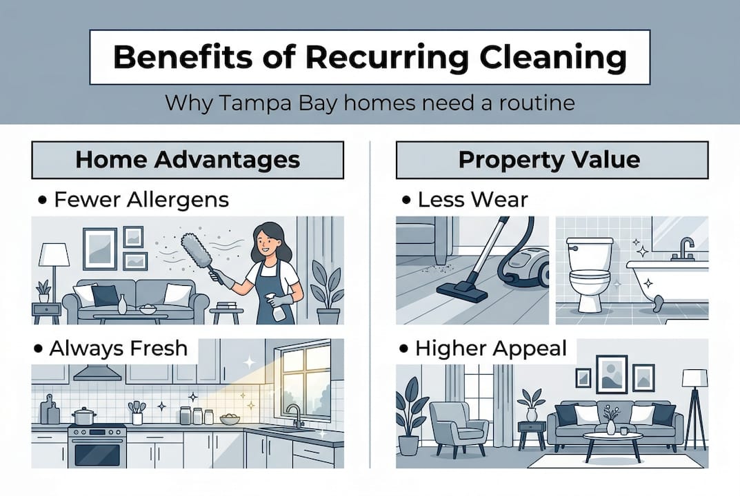 Infographic with recurring cleaning benefits for homes