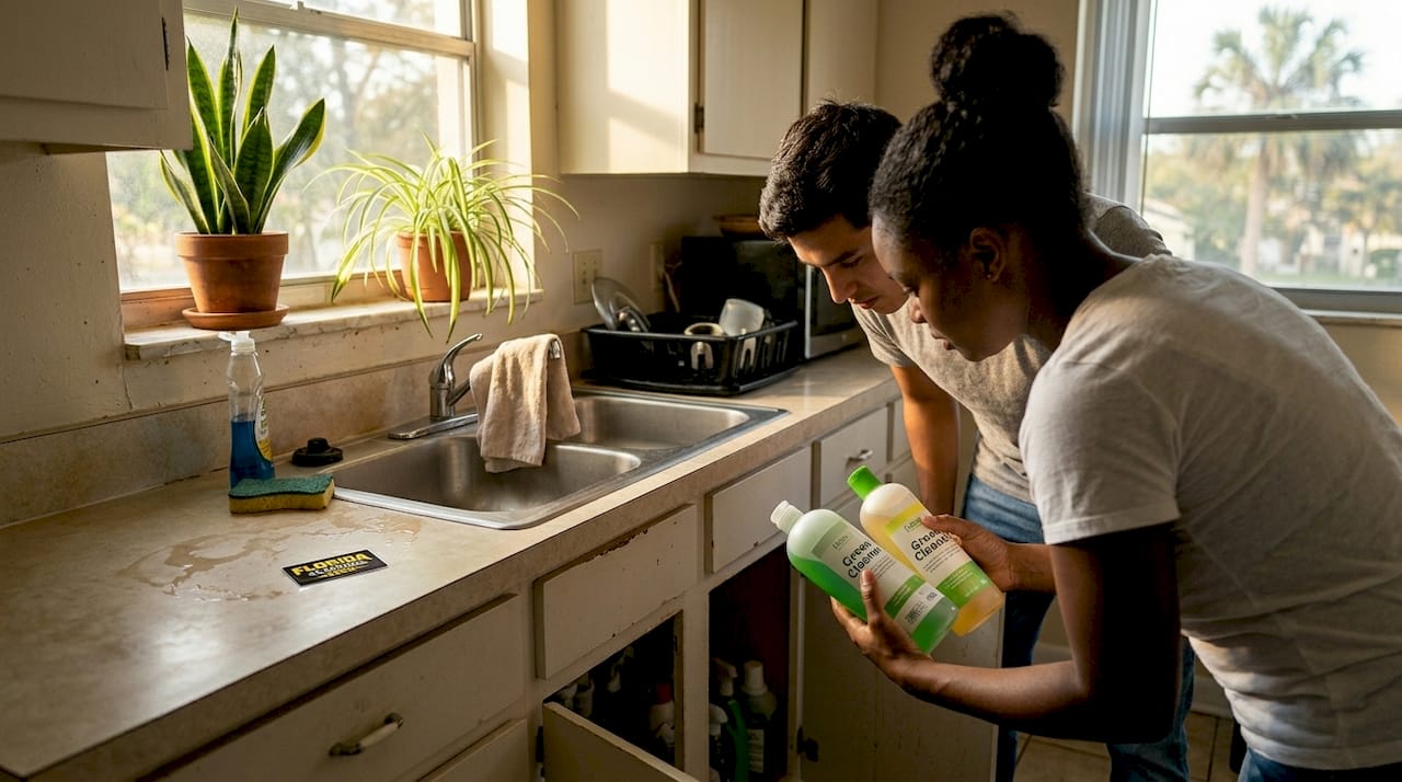 Residents reviewing eco-friendly cleaning supplies