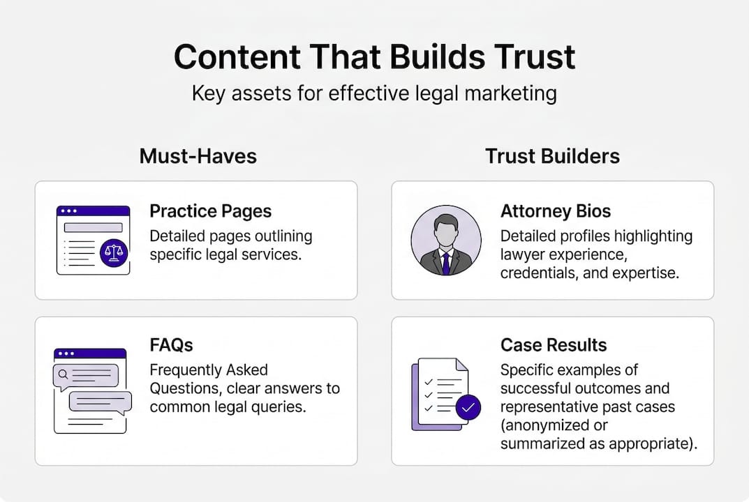 Infographic showing top law firm content types