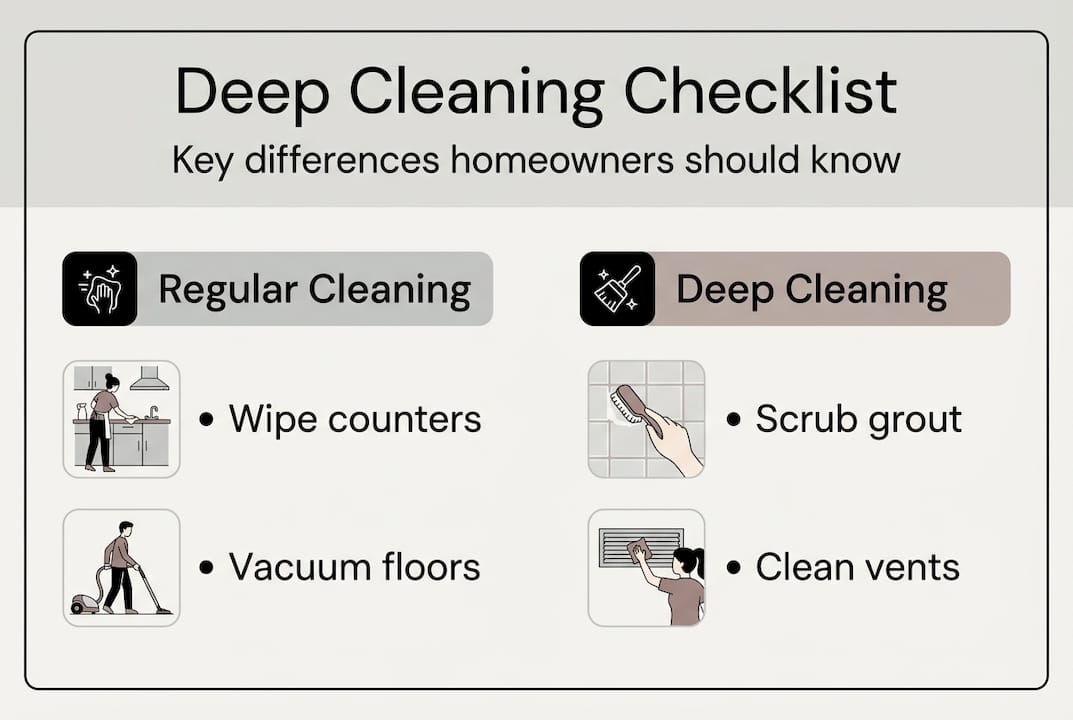 Infographic comparing regular and deep cleaning tasks