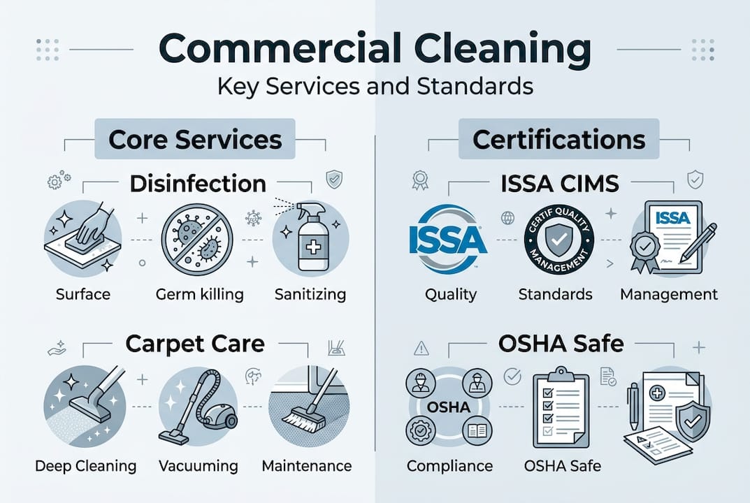 Infographic of services and certifications