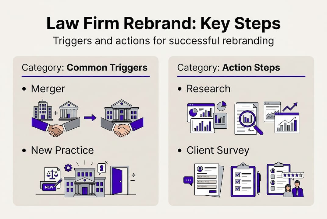 Infographic showing law firm rebrand steps
