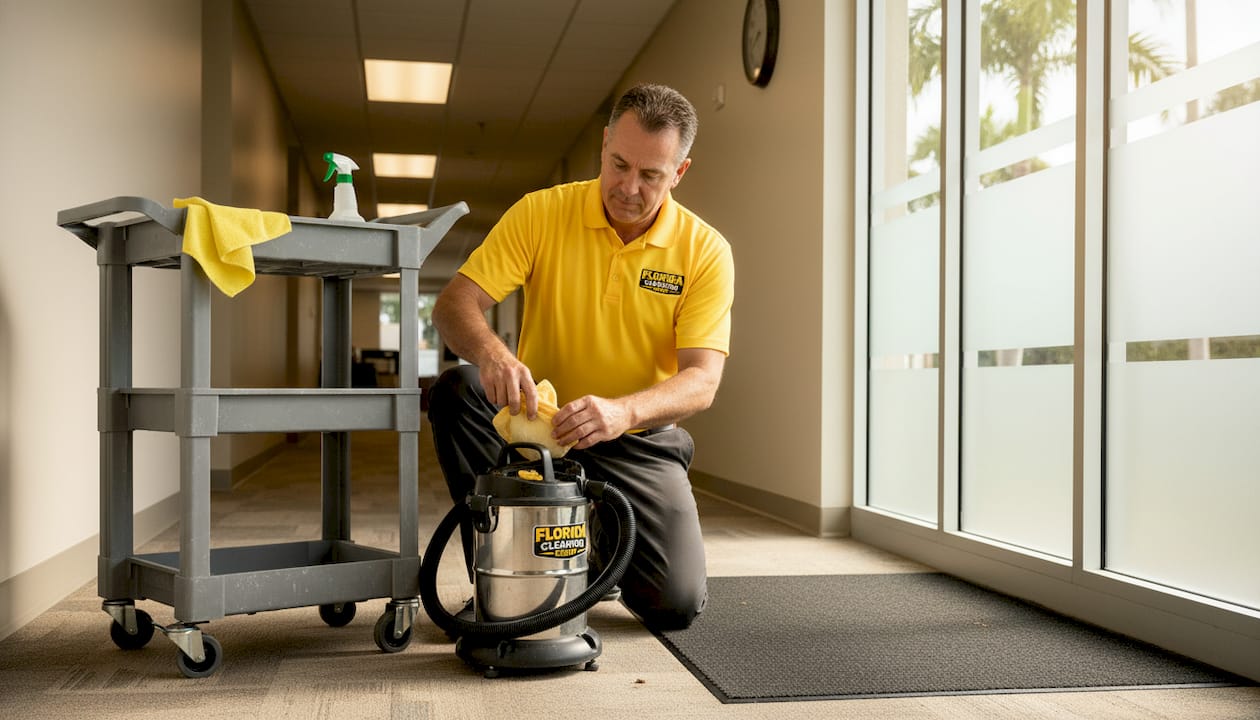 Technician handling professional cleaning tools