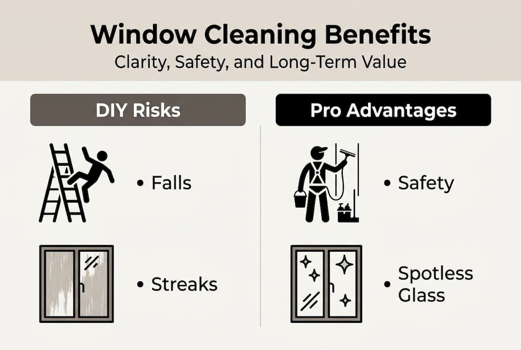 Infographic showing key window cleaning benefits