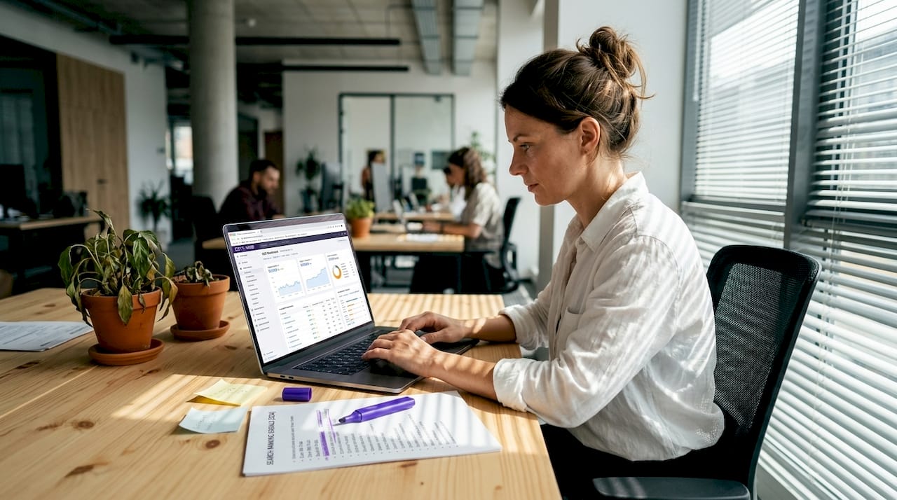 Marketer reviewing search ranking signals