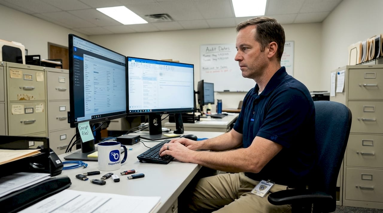 IT specialist updating applicant records database
