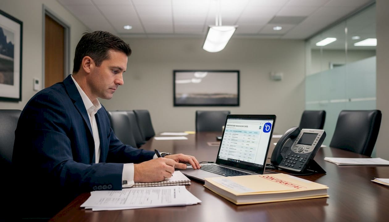 HR manager using digital background investigation tools