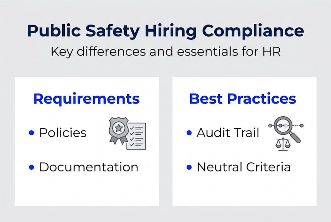 Infographic showing public safety HR compliance essentials