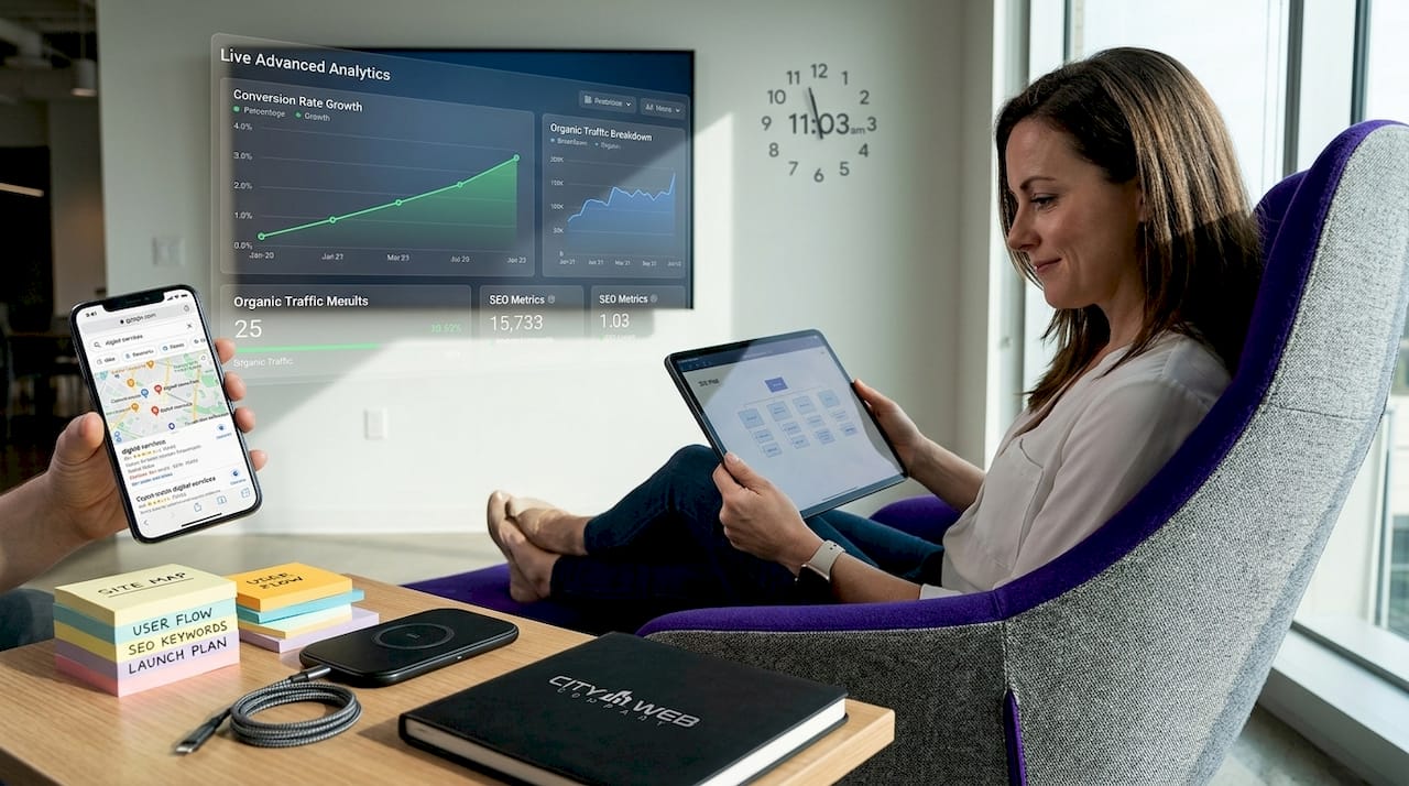 Designer mapping home service website essentials