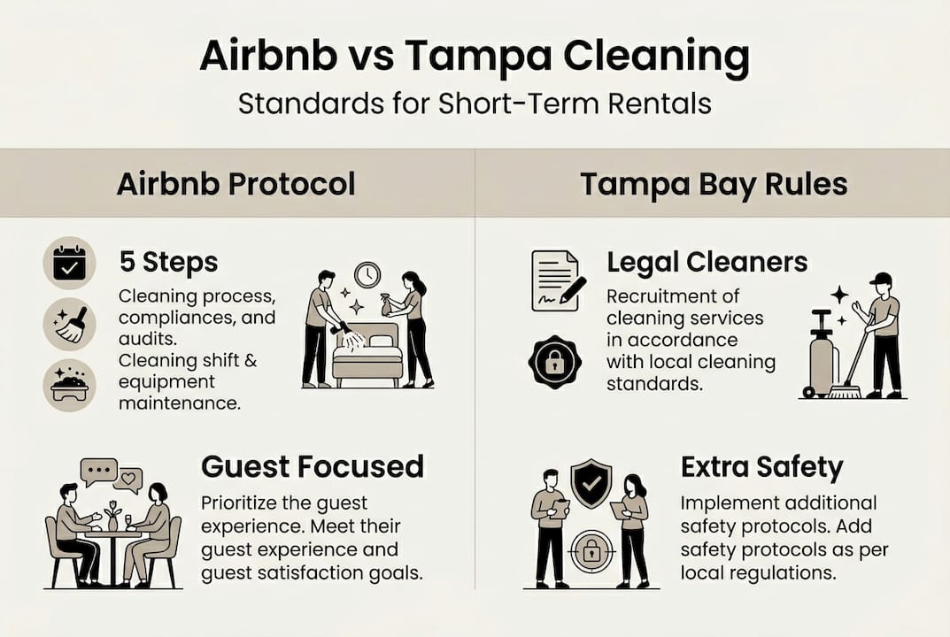 Infographic comparing Airbnb and Tampa cleaning rules