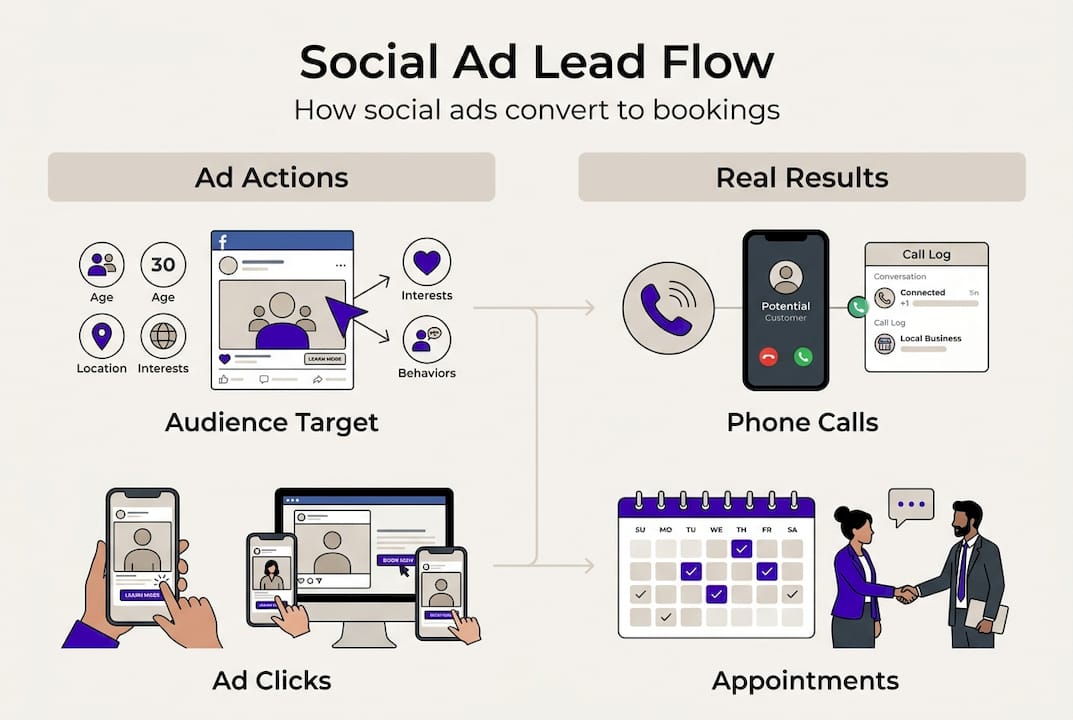 Infographic social ad workflow for local services