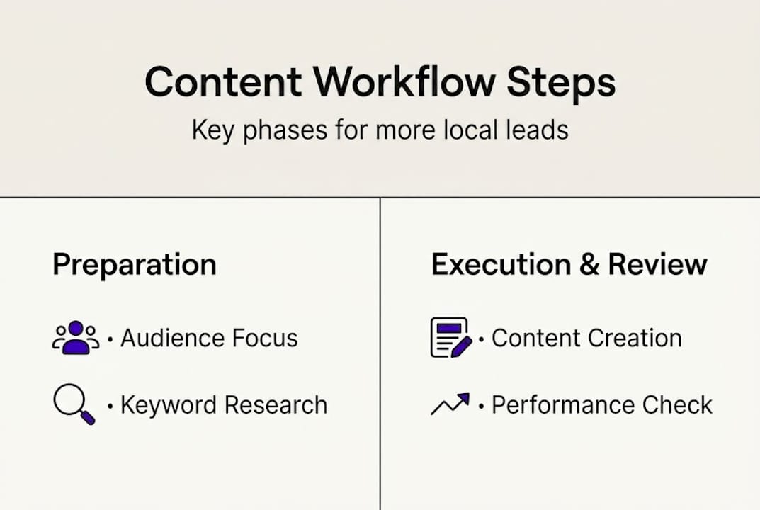 Infographic showing four content workflow steps