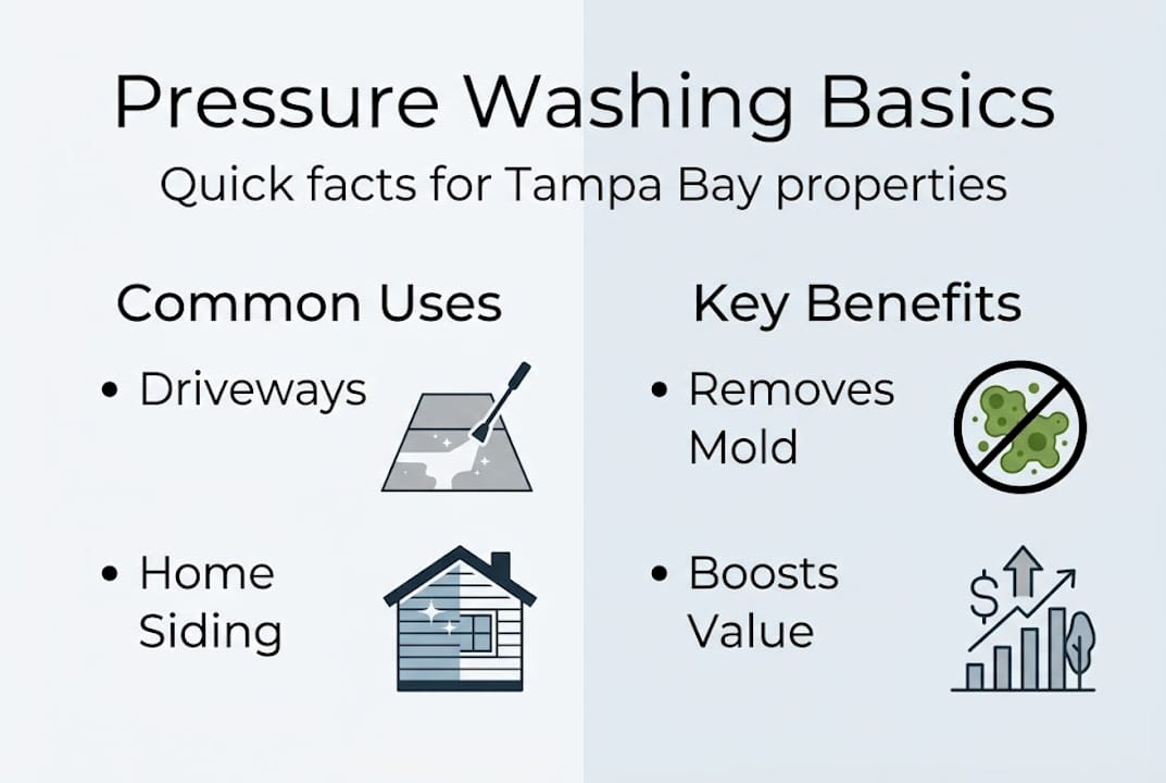 Infographic showing pressure washing uses and benefits
