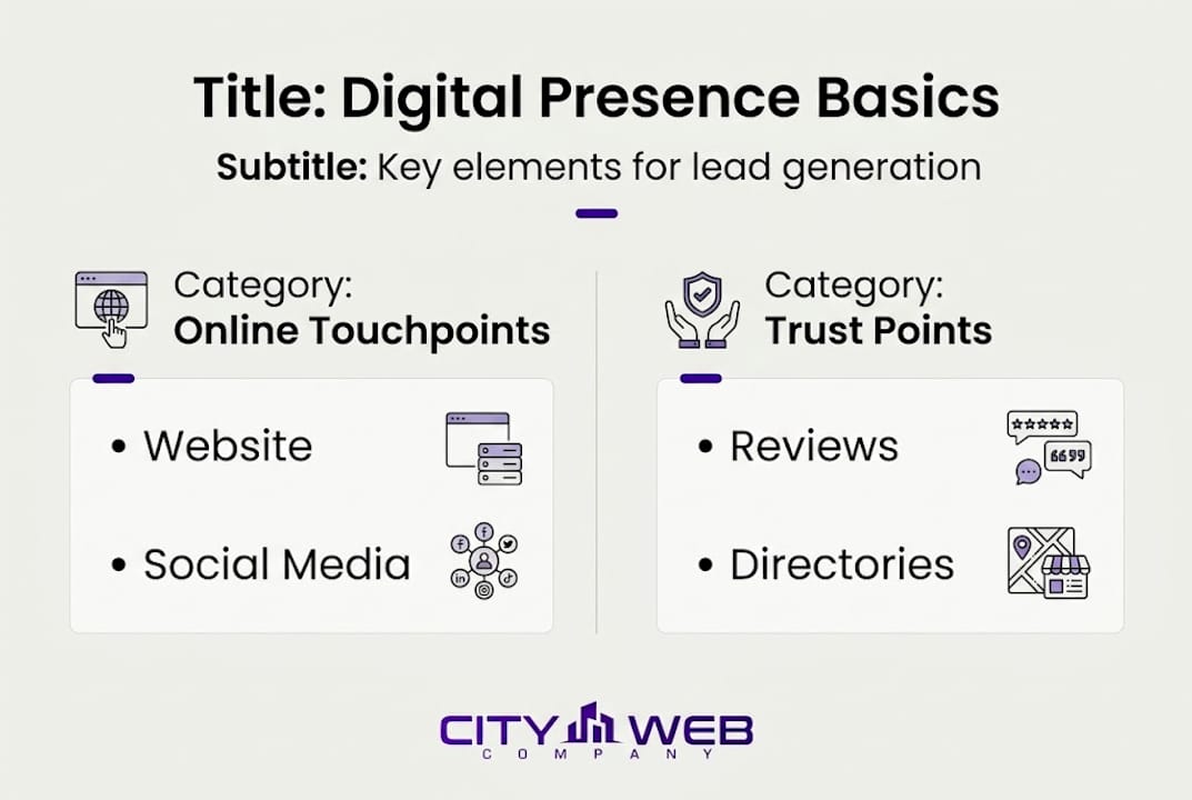 Infographic summarizing digital presence basics