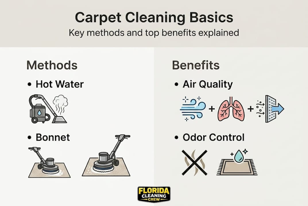 Infographic showing carpet cleaning methods and benefits