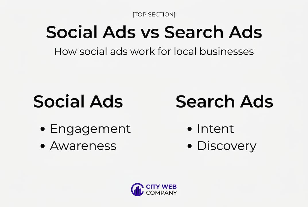 Infographic comparing social ads to search ads