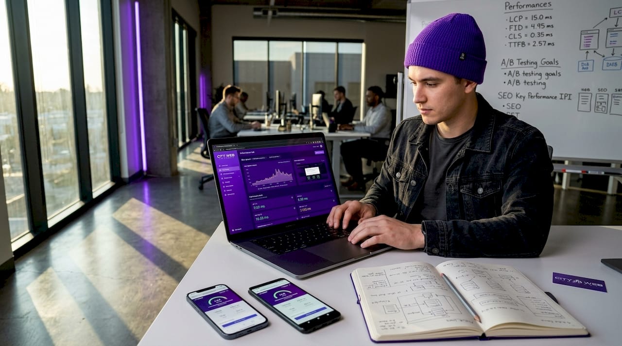 Developer testing website on multiple devices